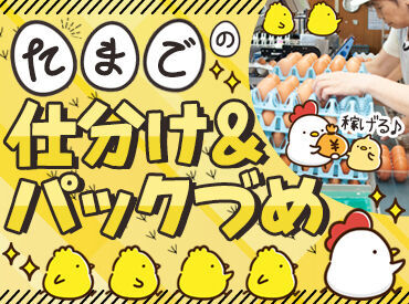 水野谷鶏卵店 ＼もくもく作業で楽しい！／
にわとりのたまごを仕分けるレアバイト♪
車通勤OK＆駐車場無料！
更に…ガソリン代も支給します◎