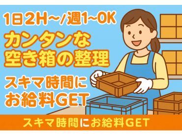 【朝9~11時の2時間だけ】
【週1日~OK】
【カンタン♪ケースの整理】
【車・バイク通勤OK】