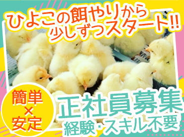 株式会社森孵卵場 関東支店 ※勤務地：二本松市田沢 《 基本"定時上がり"のお仕事です!! 》
残業がほとんどないので、
プライベートの時間もしっかり確保できます◎