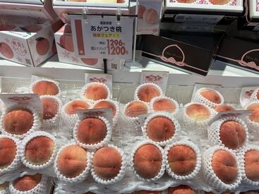 福島県産桃の販売スペースでのお仕事です♪
1週間程の短期×高時給でしっかり稼げます◎
未経験の方も大歓迎です！