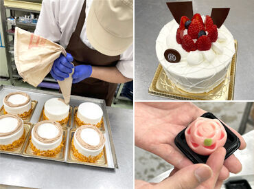 白バラ　本店 ＼未経験歓迎／
今年で60周年の老舗洋菓子店！
ショッピングセンターやモールを中心に
県内で12の店舗を運営中♪