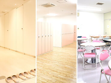 左から矢板工場のパウダールーム＆女子更衣室、宇都宮工場の食堂のお写真です！
清潔感があり、快適に過ごせます◎