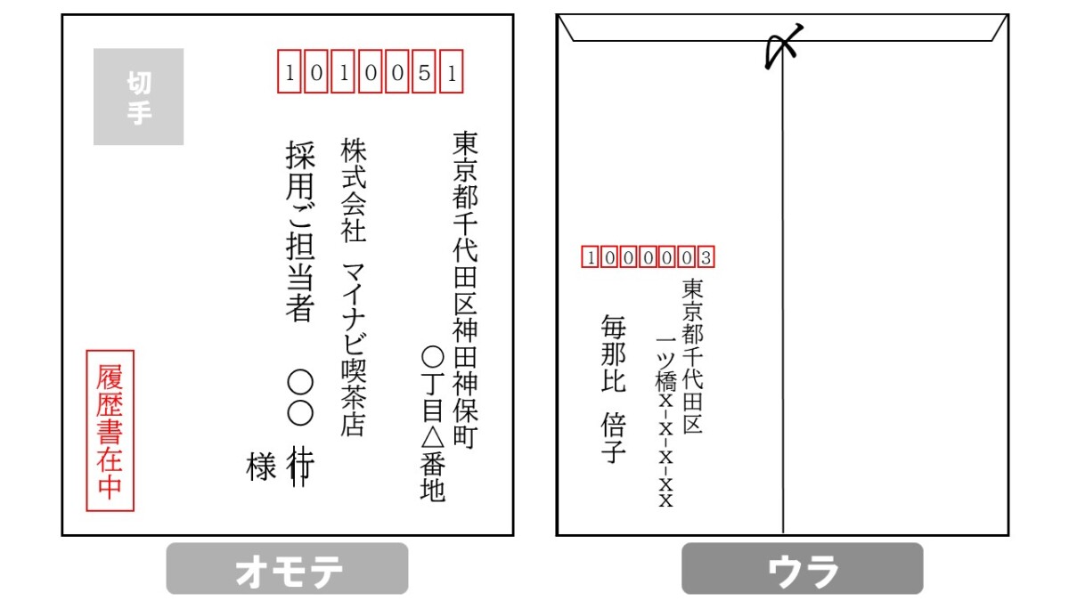 履歴書封筒 宛名 個人宛