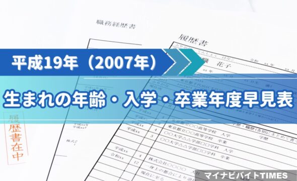 平成19年（2007年）生まれの年齢・入学・卒業年度早見表【西暦・和暦自動変換】