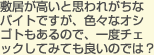 敷居が高いと思われがちなバイトですが、色々なオシゴトもあるので、一度チェックしてみても良いのでは？